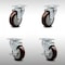Service Caster 4 Inch SS Maroon Polyurethane Swivel Top Plate Caster Set with 2 Brakes SCC SCC-SS20S414-PPUB-MRN-2-TLB-2 - alternate 1